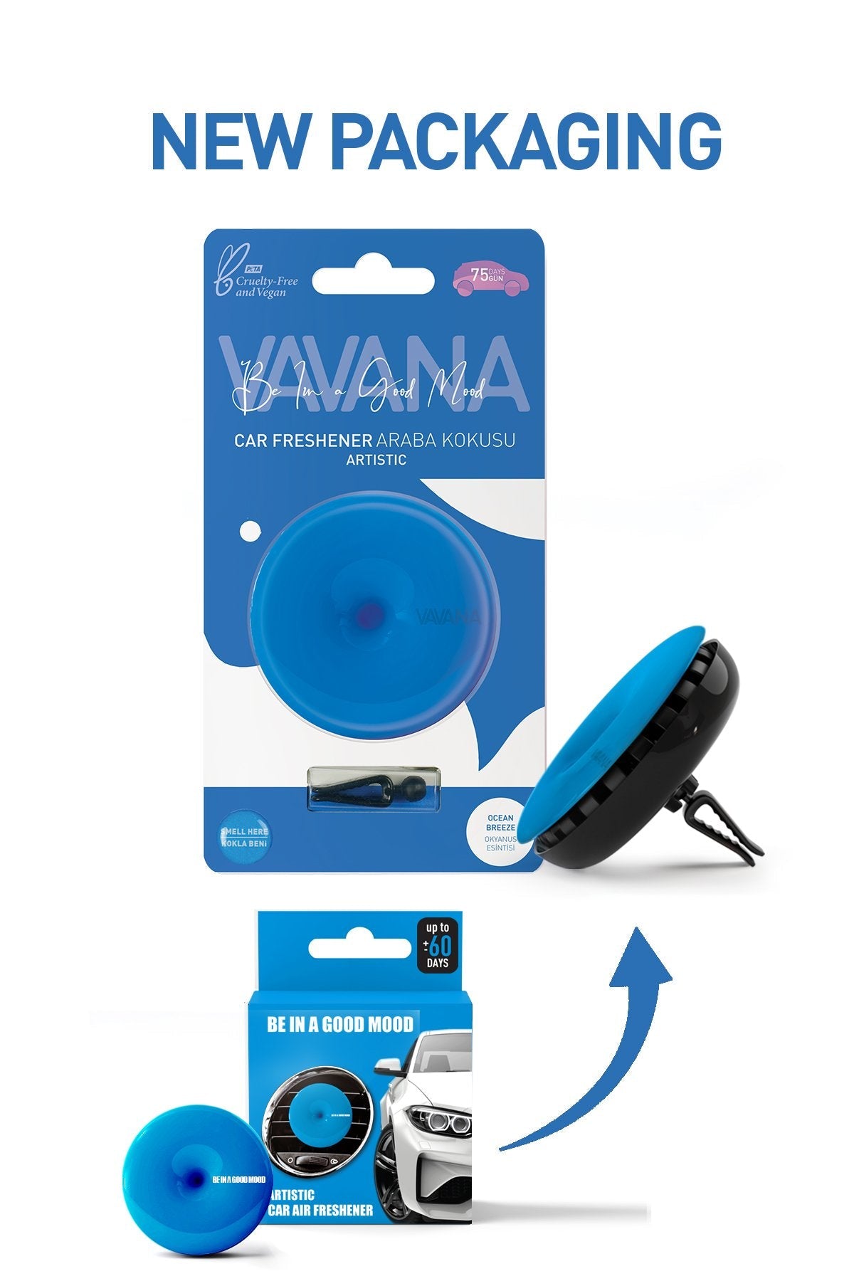 Vanana Be In A Good Mood Car Freshener Artistic Ocean Breeze Lasts 75 Days