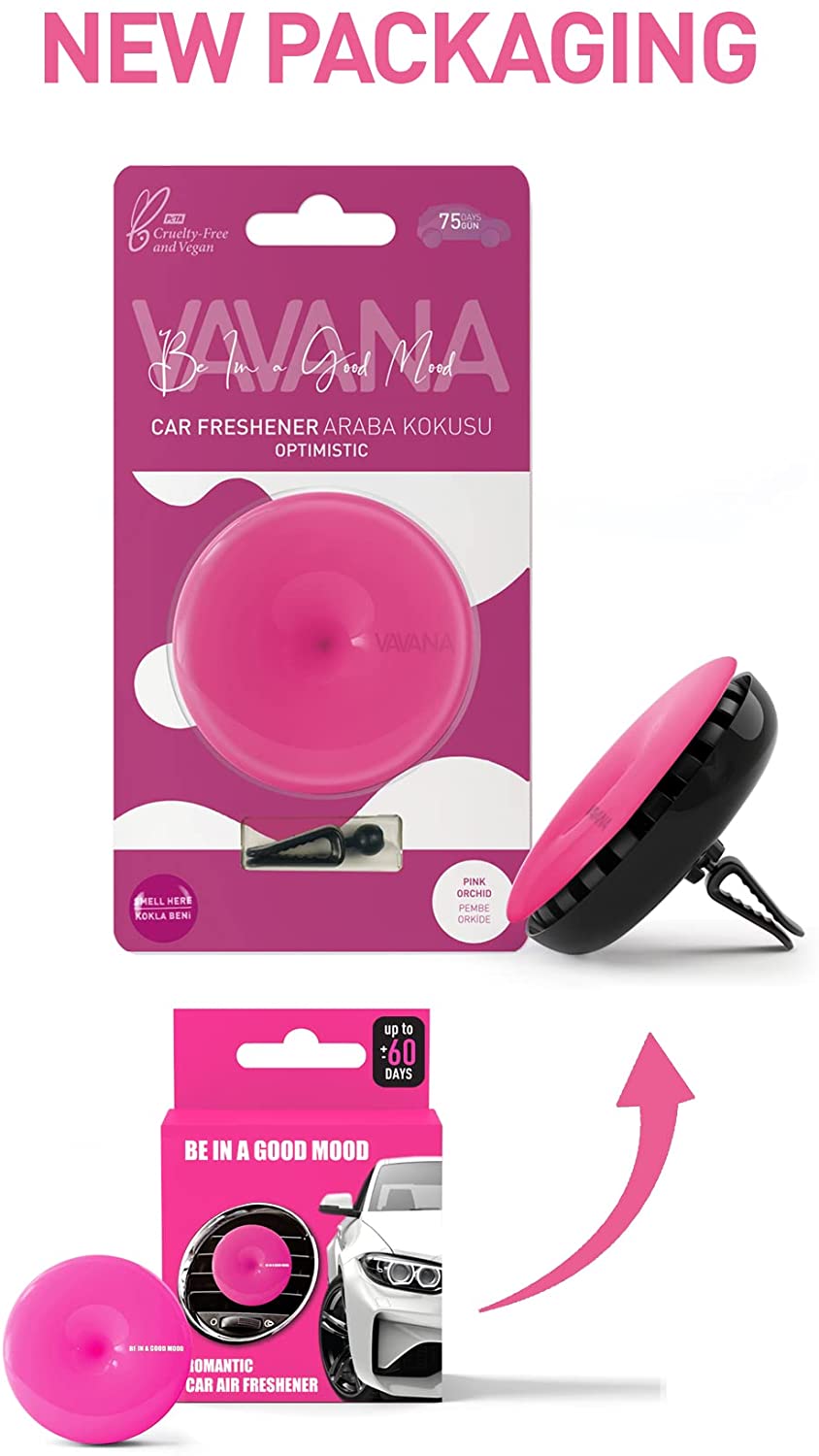Vavana Be In A Good Mood Car Freshener Optimistic Pink Orchid Lasts 75 Days