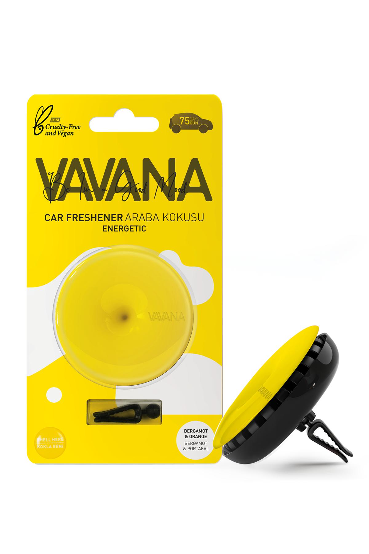 Vavana Be In A Good Mood Car Freshener Energetic Bergamot & Orange Lasts 75 Days